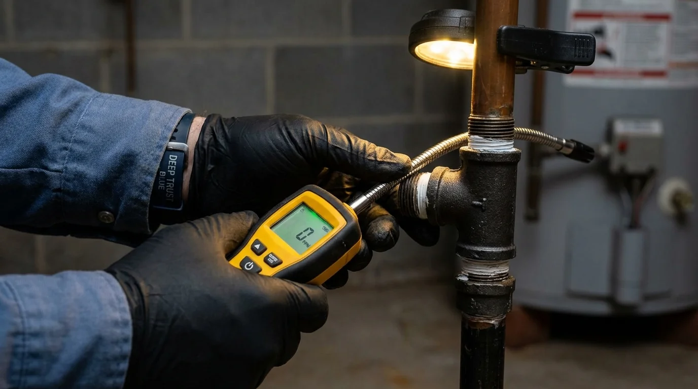Gas leak detection with electronic sniffer by Johns Plumbing LLC in Rolla